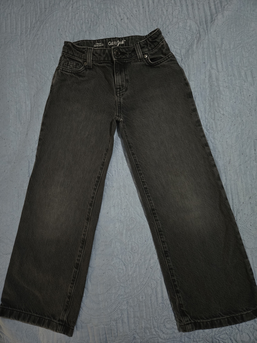 Cat & Jack Kid's Relaxed Black Wide-Leg Jeans - Charcoal Black